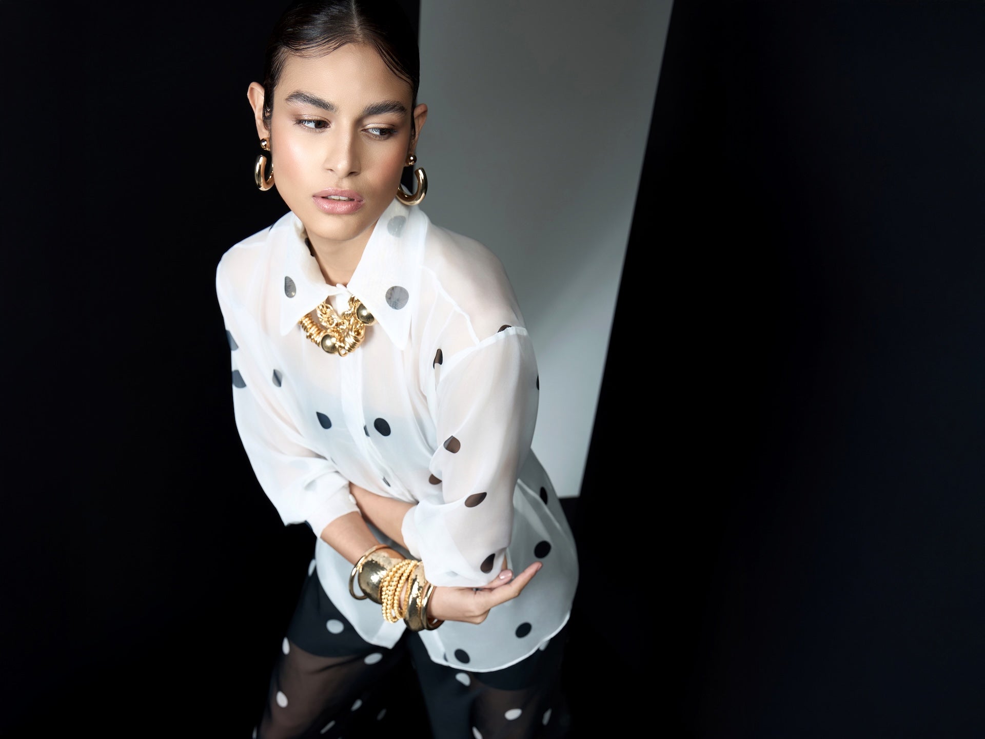 STRSS Polka Dots Silk Strass Shirt