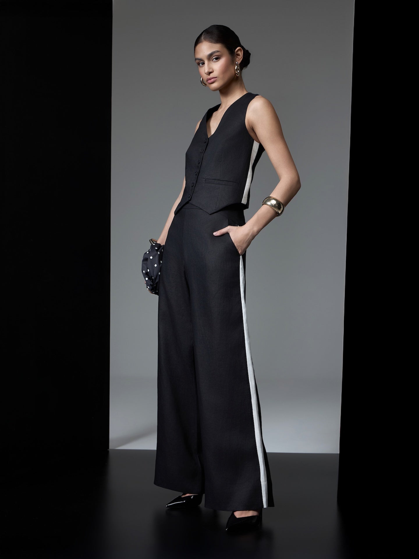 STRSS Black & White Pure Linen Tailored Set