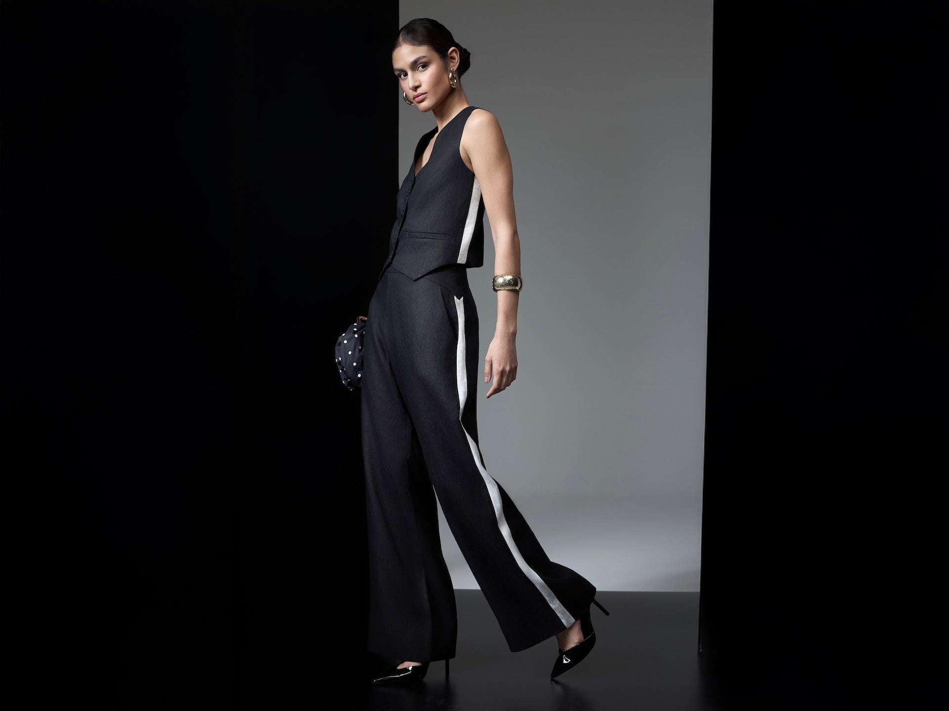 STRSS Black & White Pure Linen Tailored Set