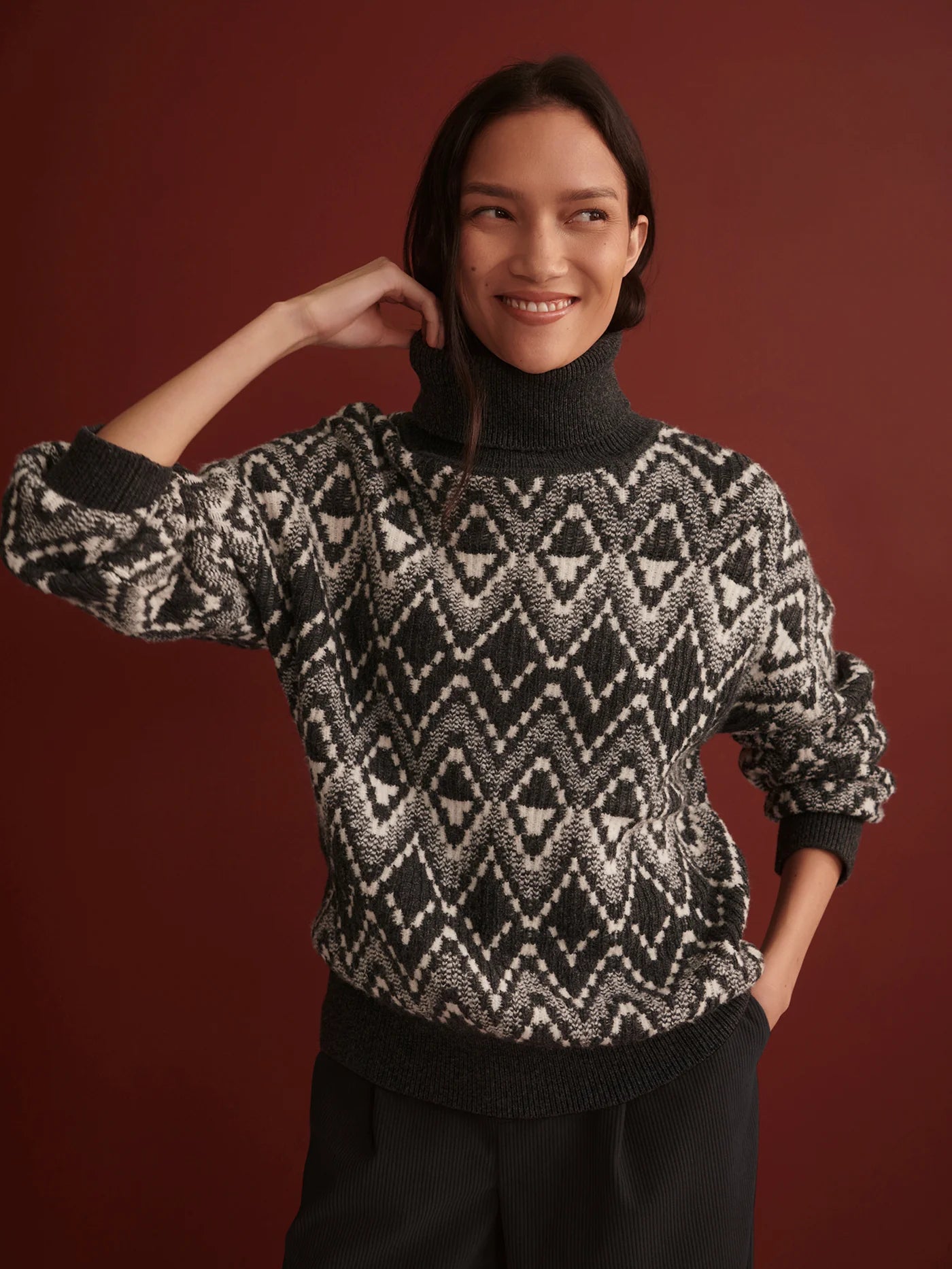 VLY Ida Relaxed Fairisle Roll-Neck Knit
