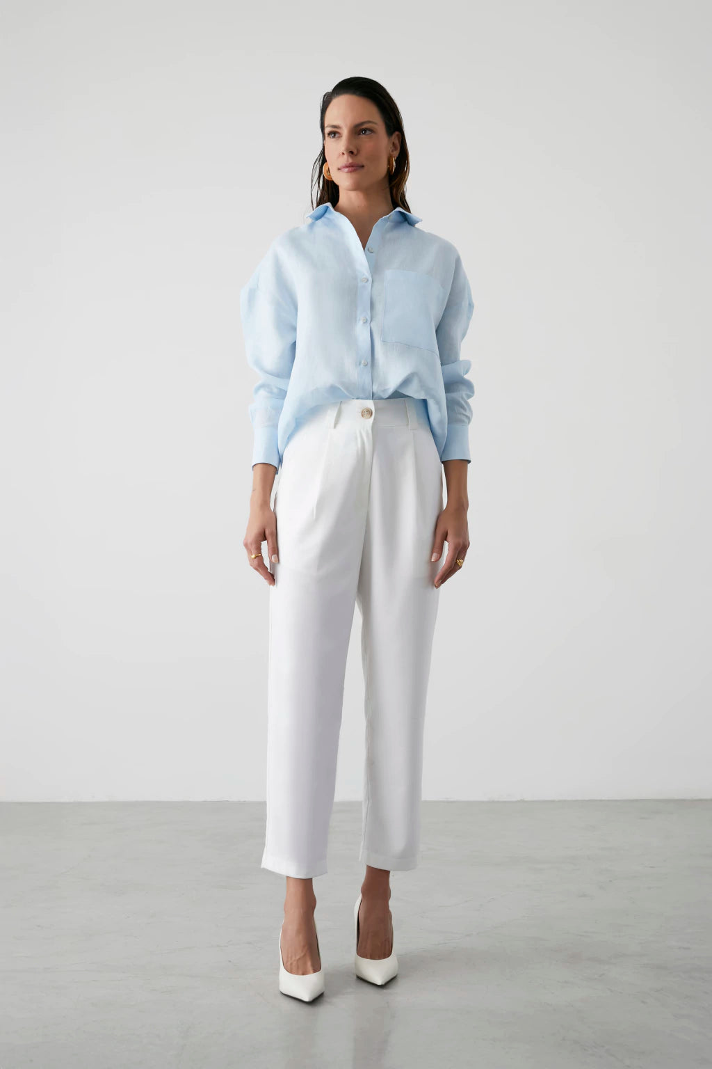 CLM Chloe Linen Shirt Baby Blue