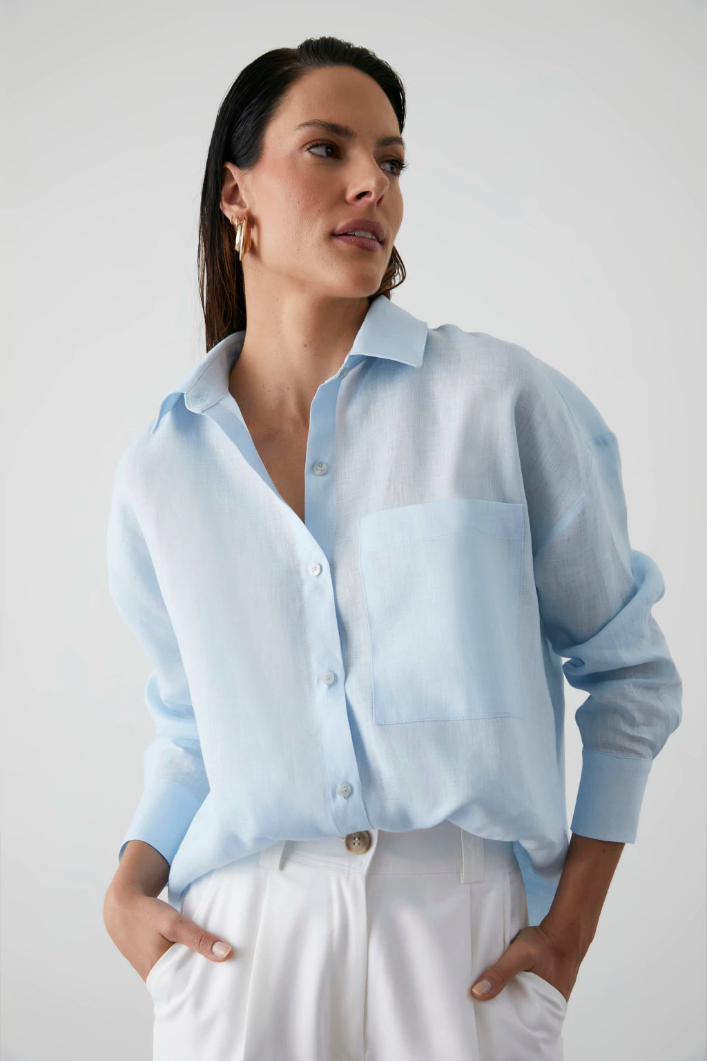 CLM Chloe Linen Shirt Baby Blue