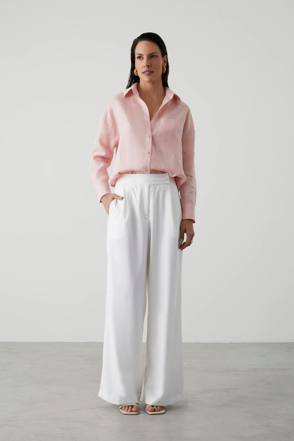 CLM Chloe Linen Shirt Baby Pink