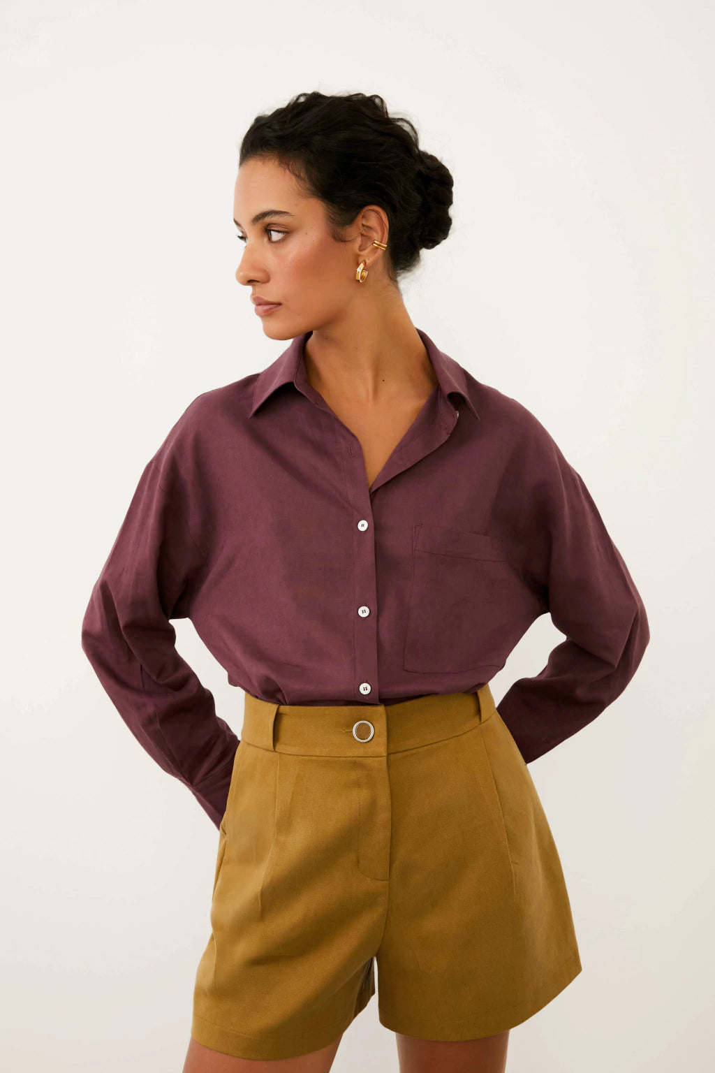CLM Laura Visco Linen Dark Wine Shirt