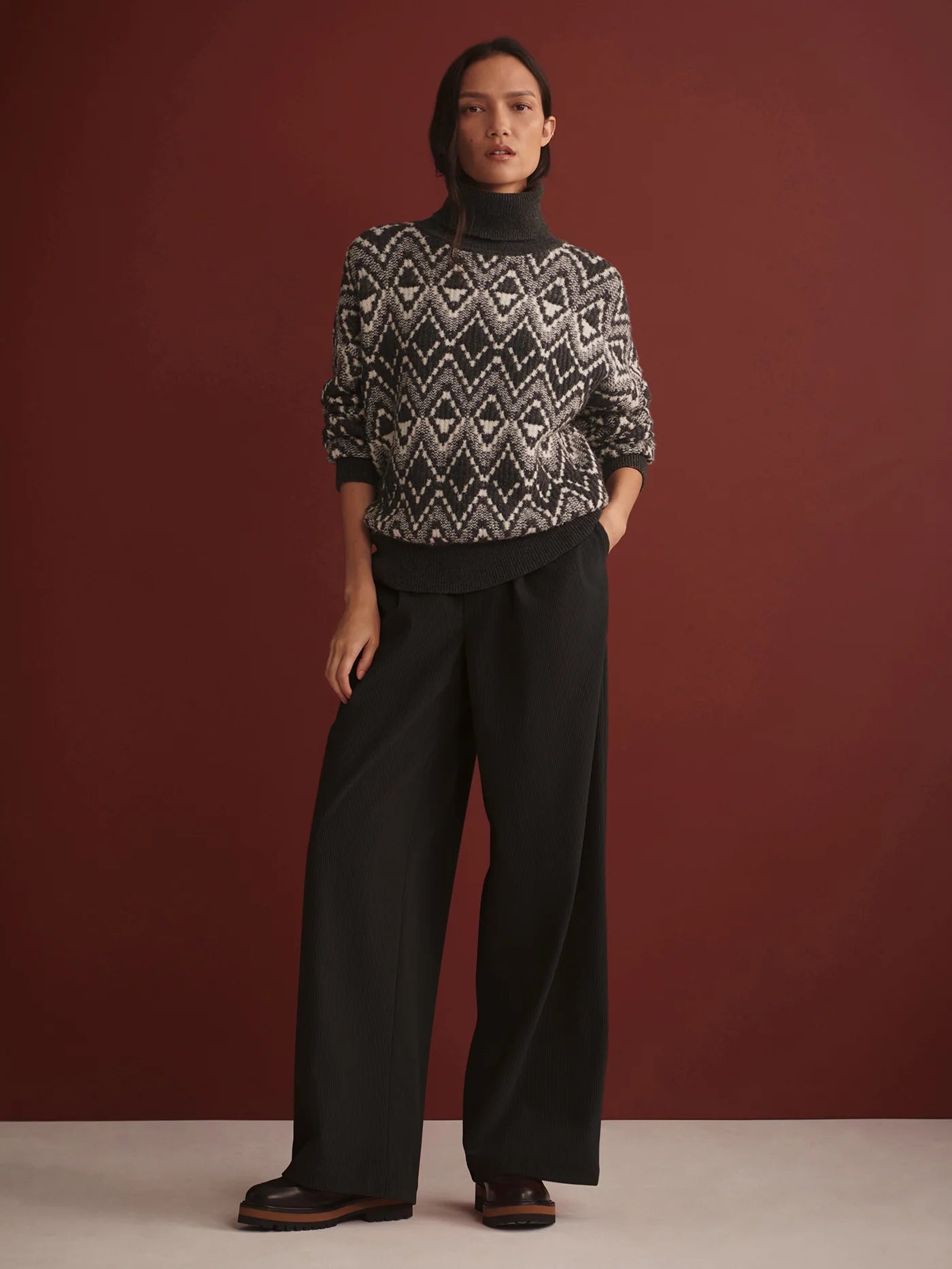 VLY Ida Relaxed Fairisle Roll-Neck Knit