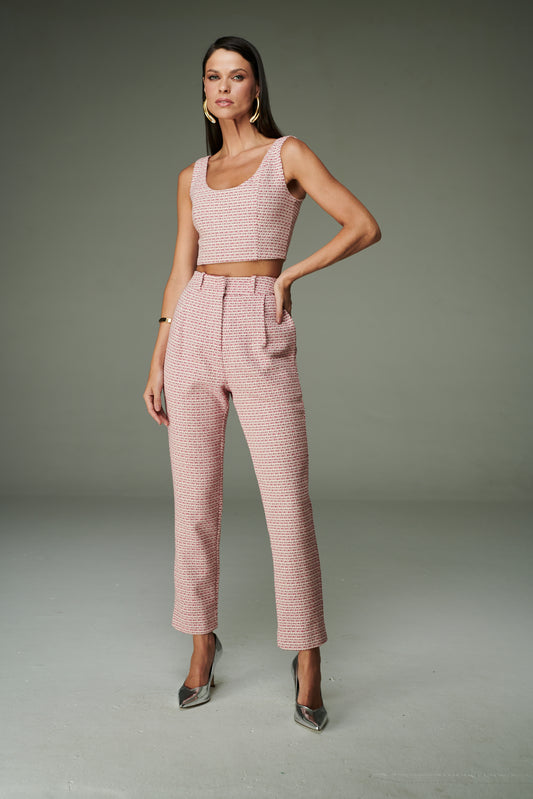 Thaise Pink Tweed Pants - Rio Brazilian Boutique